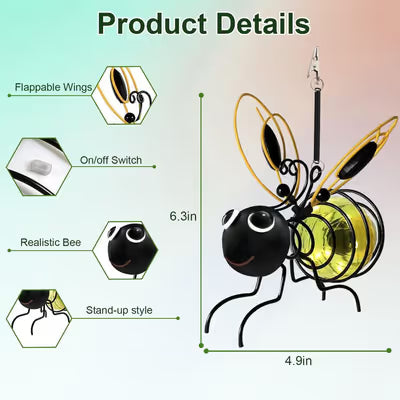 Outdoor Hanging Solar Bee Light - Perfect gift for plant lovers moms or literally anyone who smiles