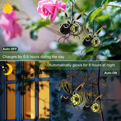 Outdoor Hanging Solar Bee Light - Perfect gift for plant lovers moms or literally anyone who smiles