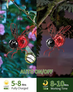 Outdoor Hanging Solar Bee Light - Perfect gift for plant lovers moms or literally anyone who smiles